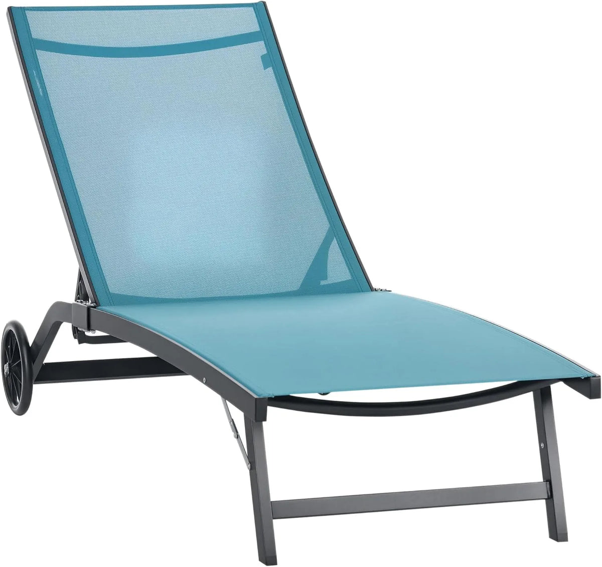 Outsunny Leżak ogrodowy i leżanka tarasowa – z oparciem, regulowana konstrukcja, z aluminium, na kółkach, 195 × 165 × 102 cm, niebieski