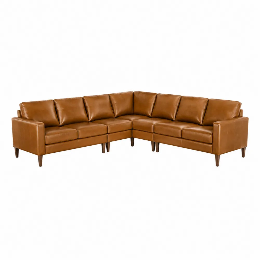Skórzana sofa narożna brązowa, 300x300x85 cm