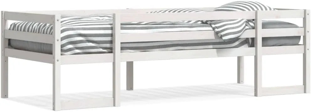 Łóżko z litego drewna dla dzieci 80 x 200 cm – z drewna, z zabezpieczeniem przed wypadnięciem, 80 × 200 cm, tapicerka materiałowa
