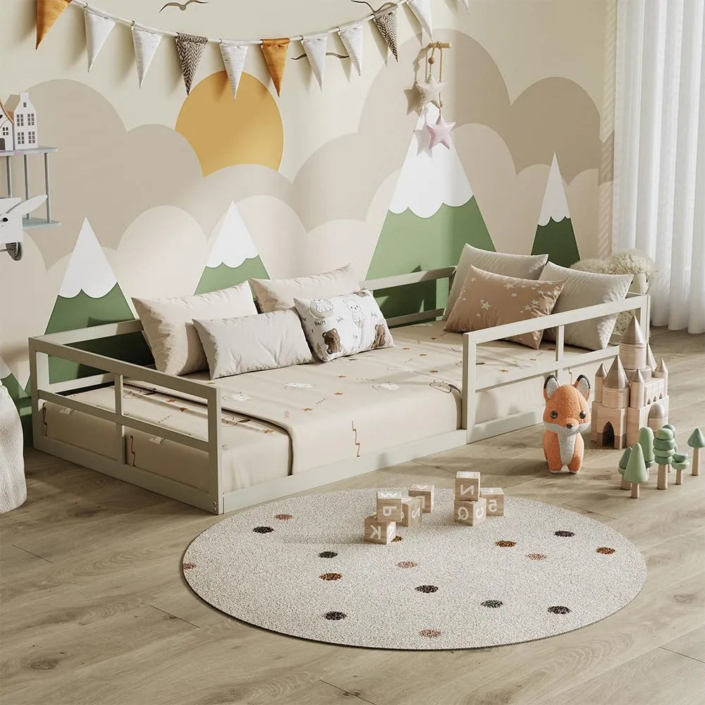 VitaliSpa Łóżko podłogowe Minno 90x200 – 90 × 200, z metalu