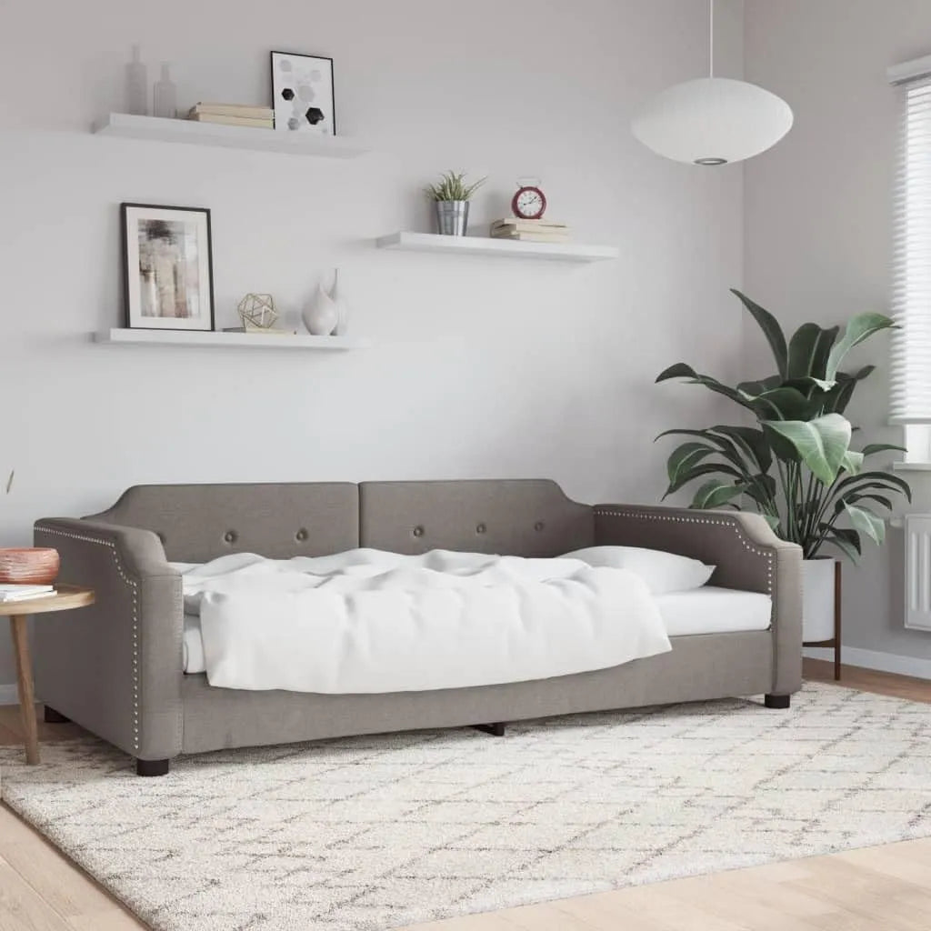 Sofa — z drewna, wypełnienie piankowe, 90 × 200 cm, 2 w, szary, z metalu