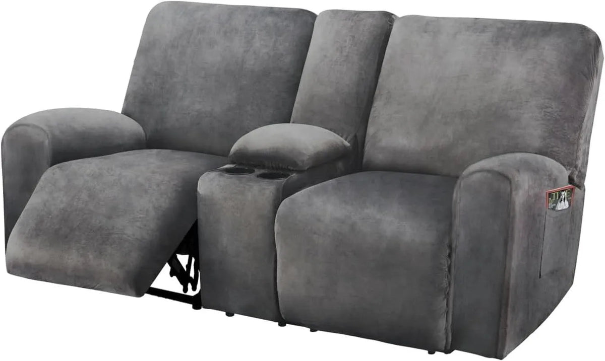 Pokrowiec na leżankę typu loveseat z konsolą środkową: tapicerka aksamitna, 2-osobowy