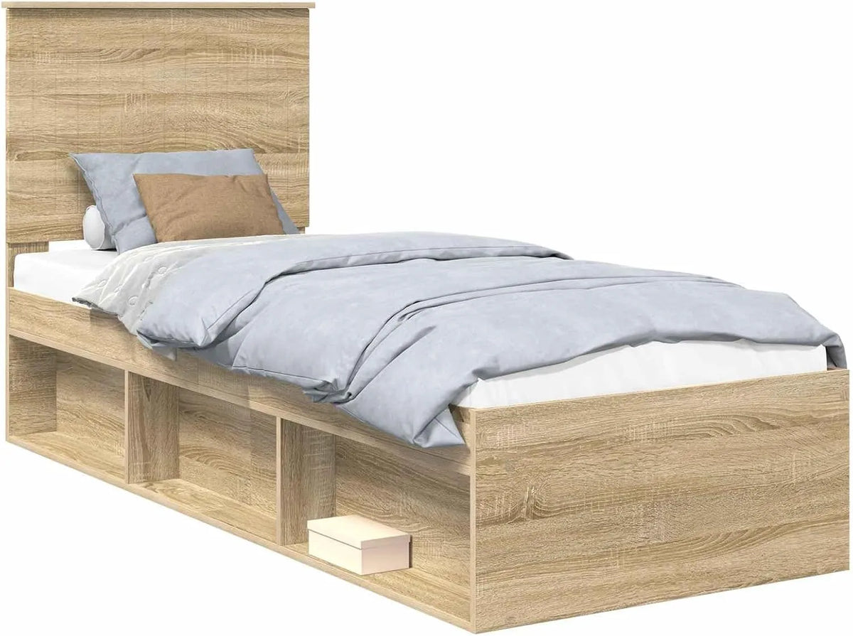 Rama łóżka i konstrukcja łóżka z litego drewna sosnowego – z drewna, 75 × 190 cm