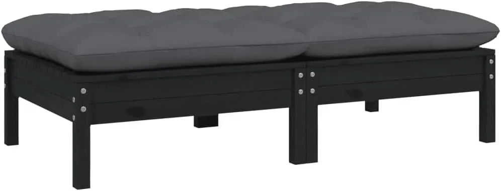 Sofa ogrodowa i sofa wypoczynkowa na taras — z drewna, z poduszkami, 2-osobowa, czarny