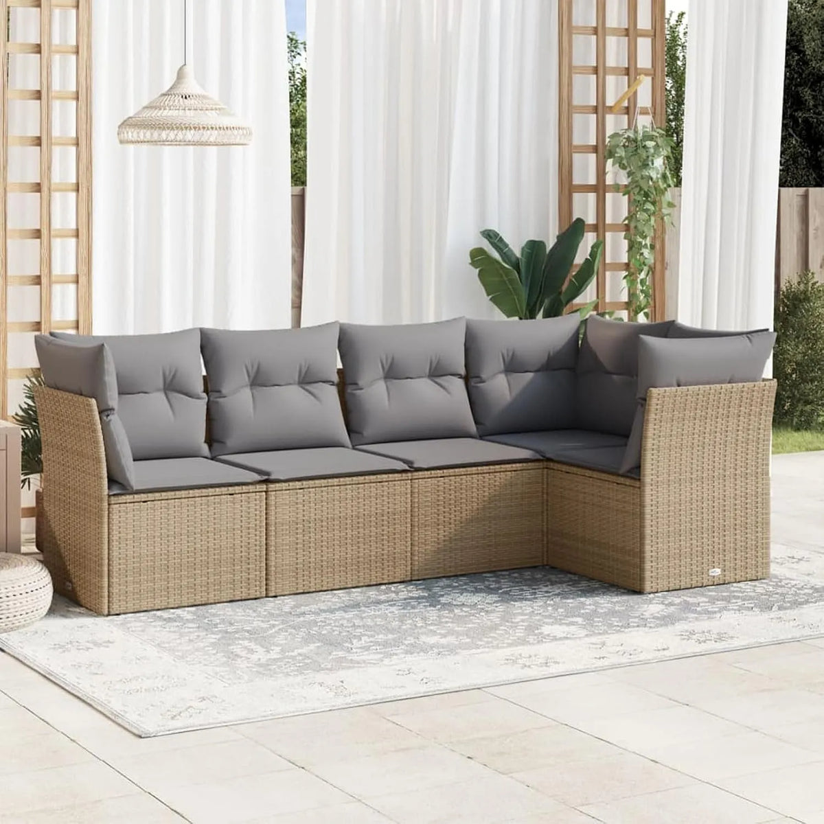 Sofa narożna – z technorattanu, szary