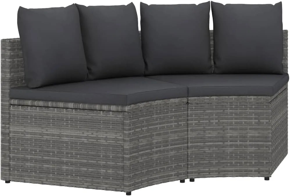 Sofa – z poduszkami, z technorattanu, 88 × 66 × 67 cm, szary, z metalu