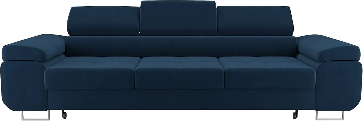 Sofa — z funkcją spania, z podłokietnikami, niebieski