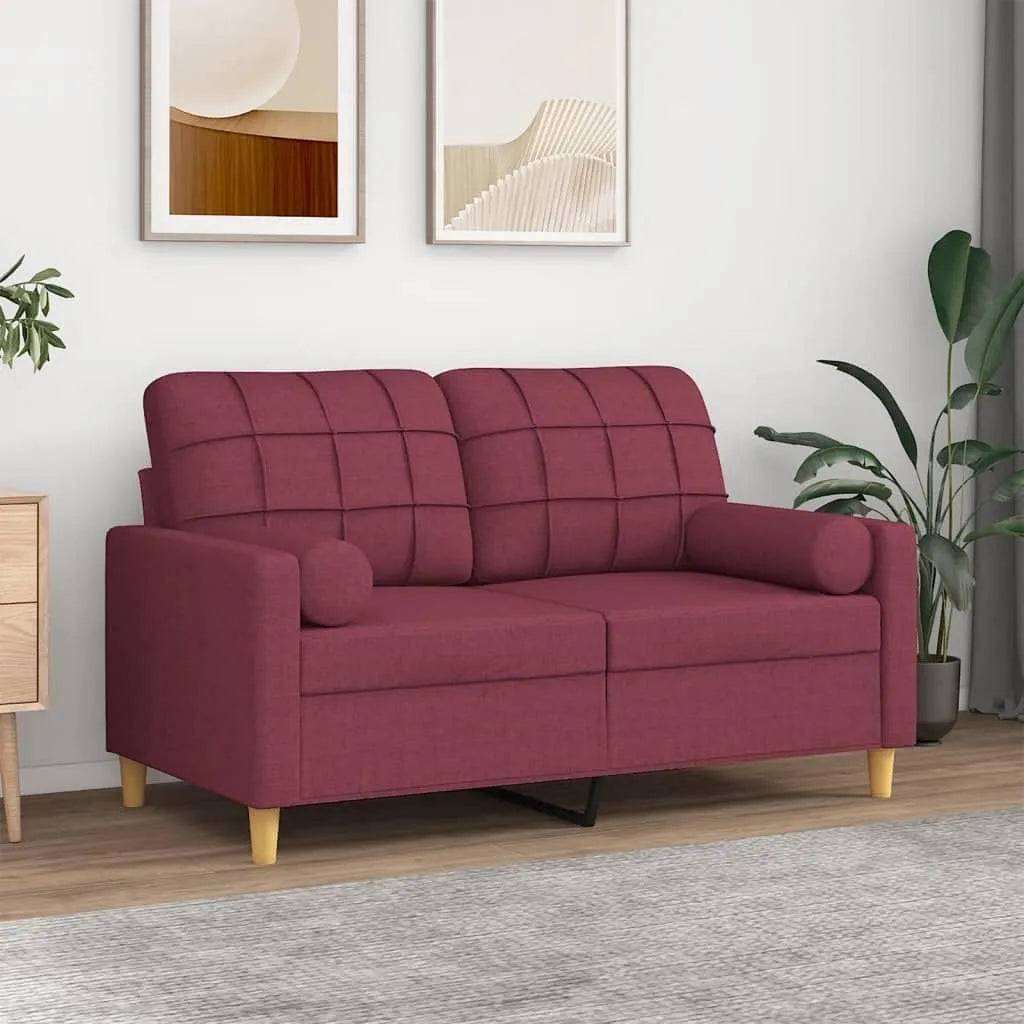 Sofa – tapicerka materiałowa, z poduszkami, 2-osobowa, 120 cm, tapicerka materiałowa