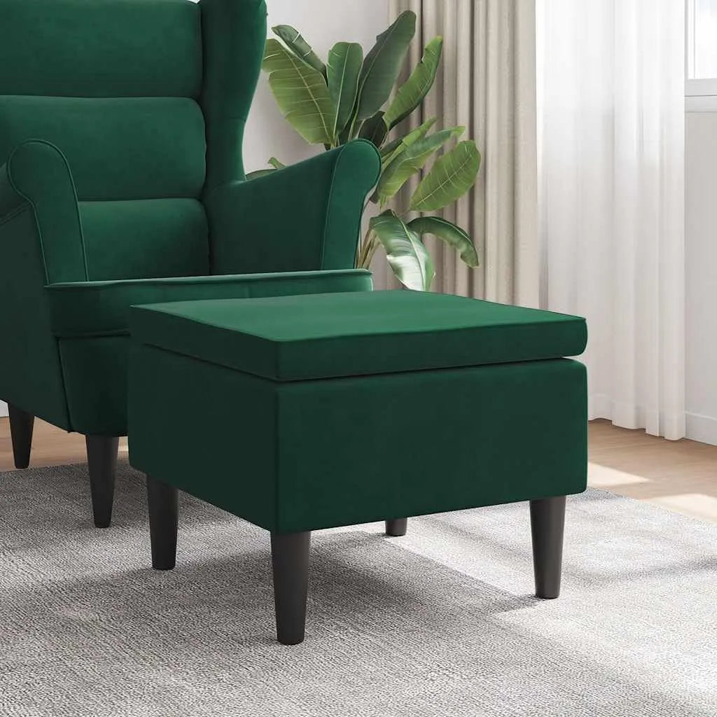 Taboret z drewnianymi nogami – z drewna, kompaktowa konstrukcja, tapicerka aksamitna, 52 × 52 × 42 cm