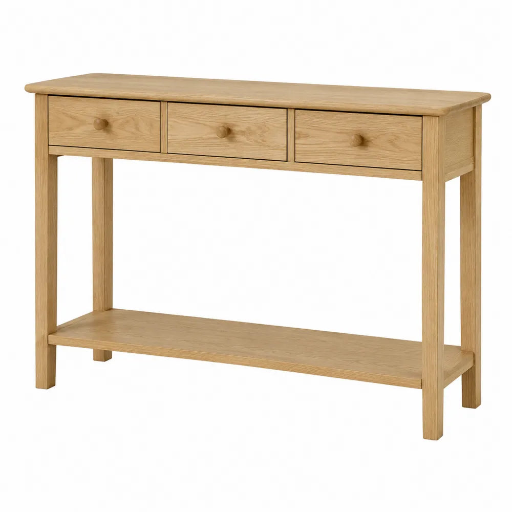 Konsola z drewna dębowego z 3 szufladami 100x30x80 cm