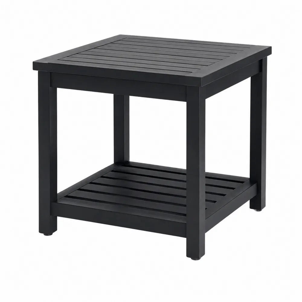 Kwadratowy aluminiowy stolik ogrodowy czarny 50x50x45 cm