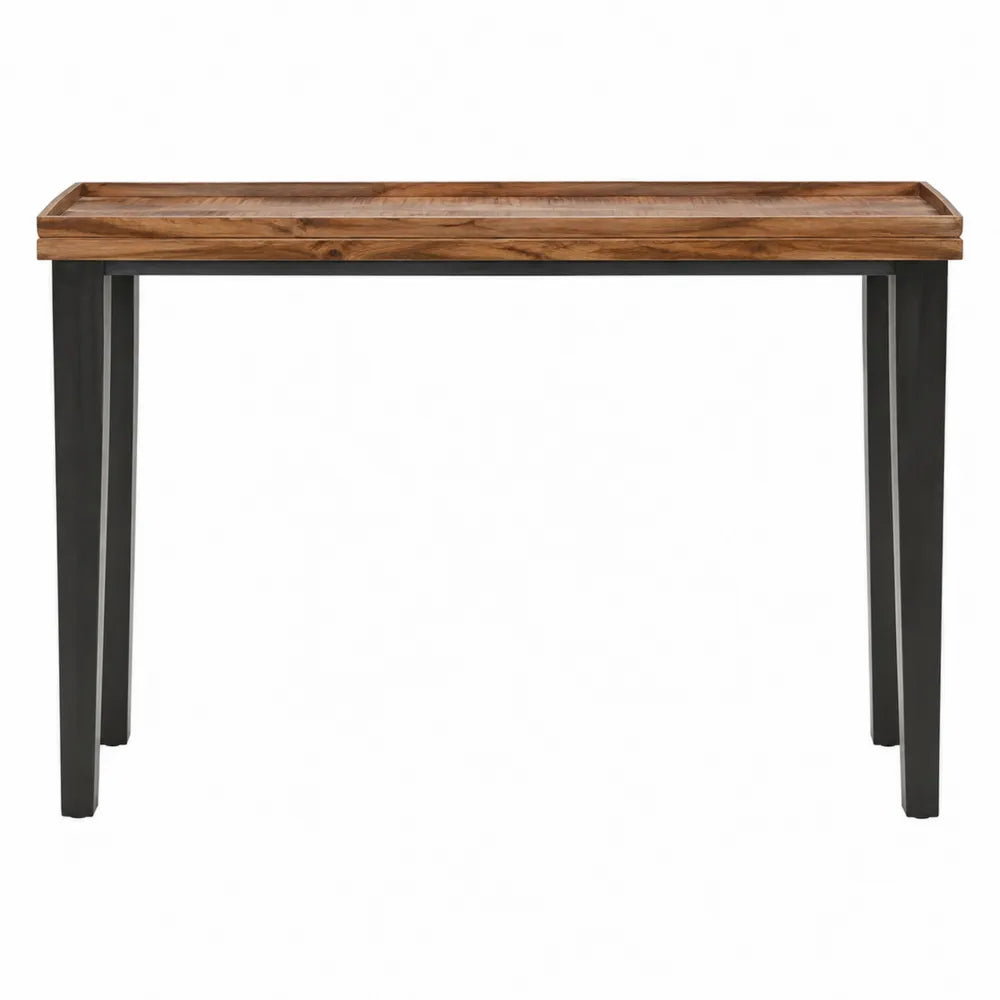 Konsola z drewna akacjowego i metalu 120 cm czarna