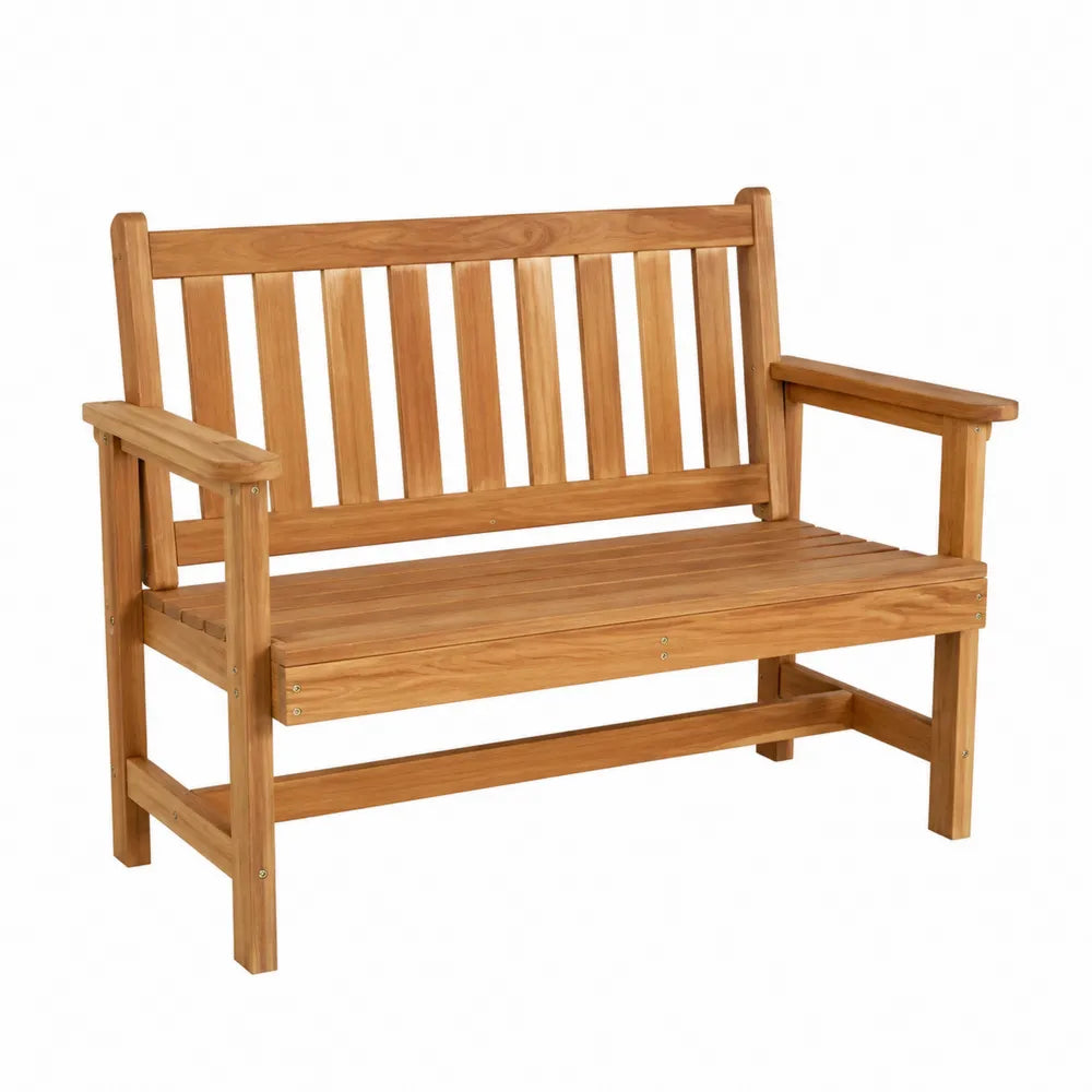 Ławka ogrodowa drewniana teak 120cm brązowa