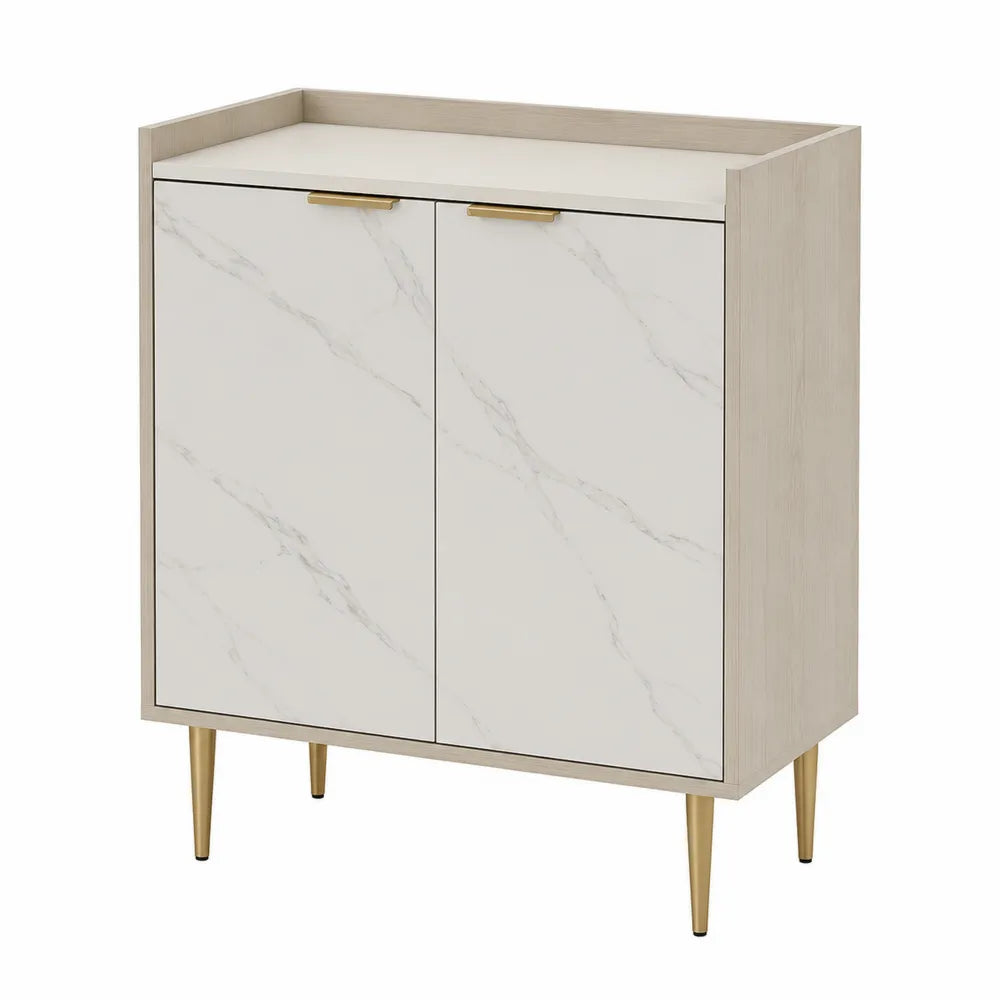 Szafka z MDF z imitacją marmuru, biały, 85x80x35 cm