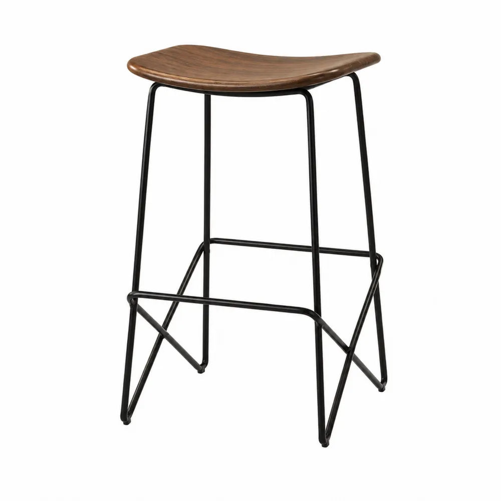 Hoker drewniany z metalowymi nogami ciemny brąz 75 cm