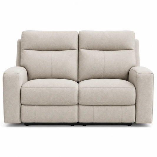Sofa dwuosobowa z drewna bukowego i poliestru beżowa