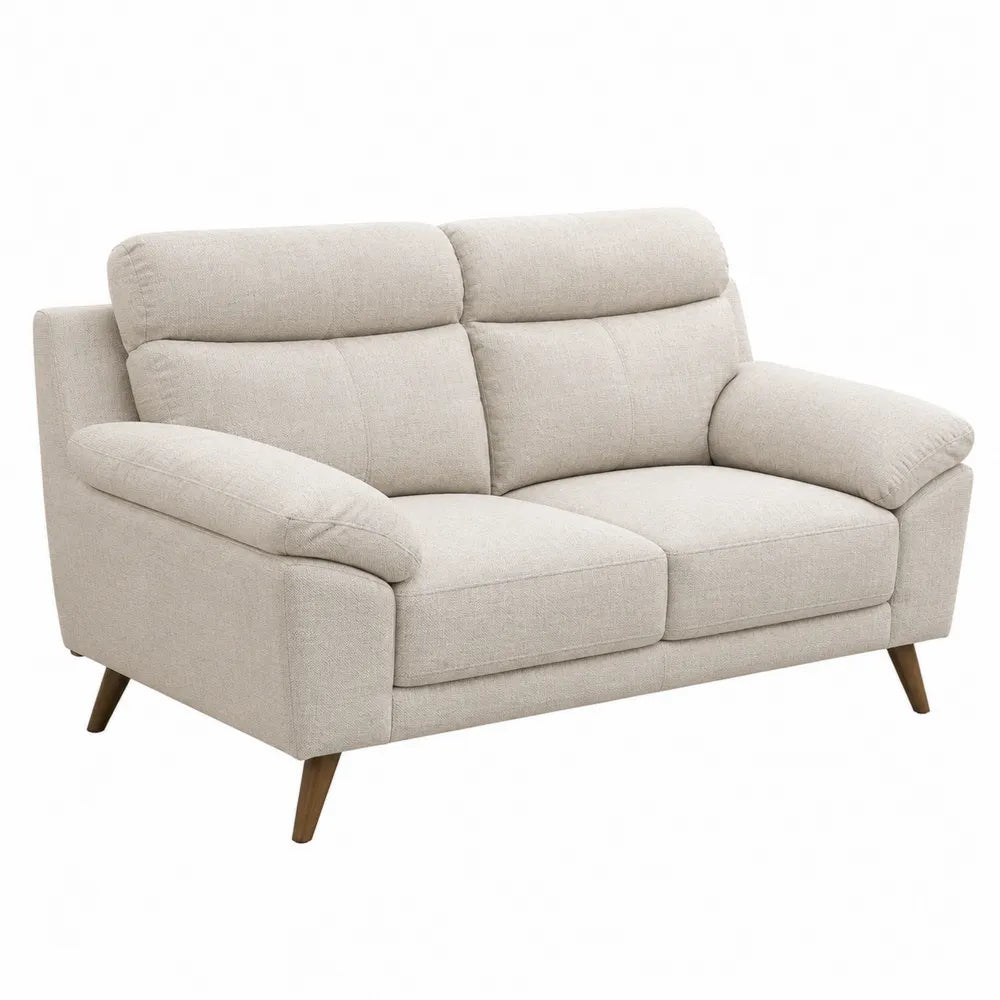 Sofa dwuosobowa tkanina poliester 150x85x90 cm beżowa