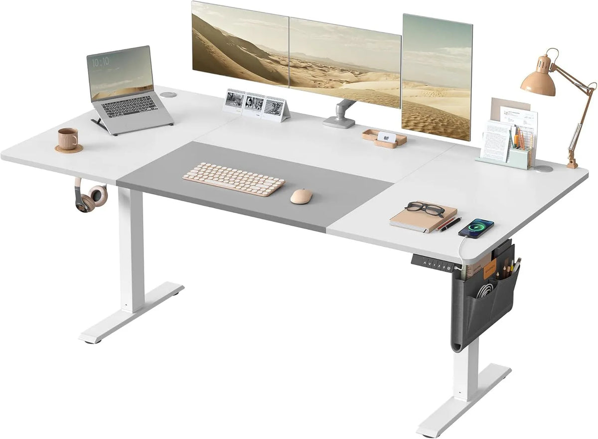 SONGMICS LSD028WZ03 Biurko i stół komputerowy – USB-C, z portem USB, 180 × 80 cm, biały