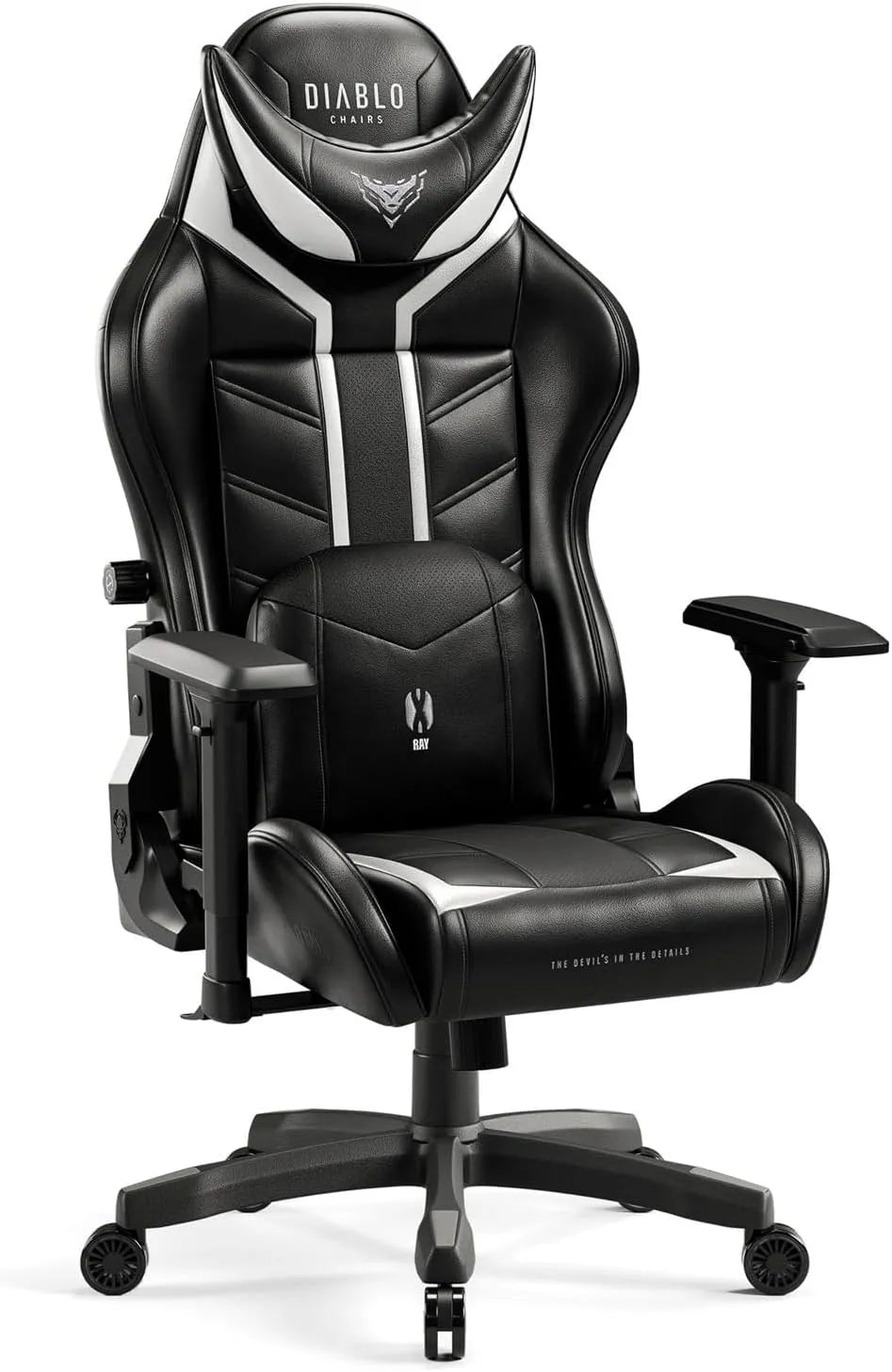 Diablo Chairs Fotel i krzesło tapicerowane Gamingowy X-Ray 2.0 Small Ergonomiczny Fotel Z: HDS, z poduszkami, 65 × 35, 5 × 123 cm, czarny