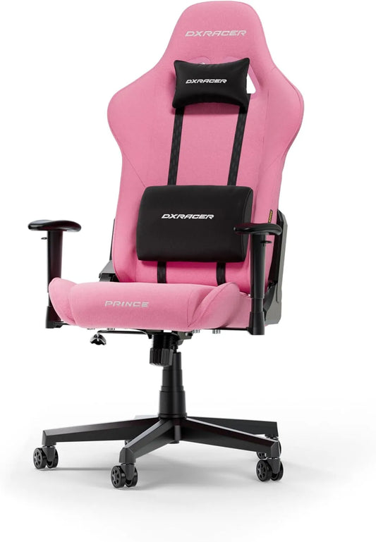 DXRacer PRINCE L Różowy Tkanina Oryginalny Fotel i krzesło tapicerowane Gamingowy – tapicerka materiałowa