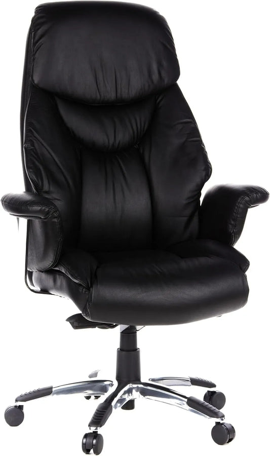 hjh OFFICE 608200 XXL Fotel i krzesło tapicerowane szefa Prado skóra czarny wygodny