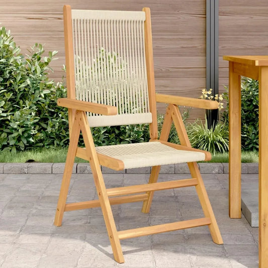 2 krzesła ogrodowe z litego drewna akacjowego i polipropylenu w – z drewna, składana konstrukcja, beżowy