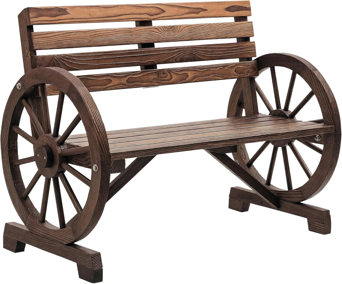 Outsunny Ławka ogrodowa i ławka tarasowa 2-osobowa – z drewna, z podłokietnikami, 105, 5 × 56 × 79 cm, 240 kg