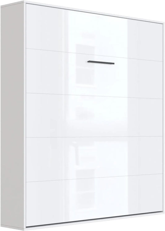 SMARTBett Łóżko w szafie M1 160 x 200 pionowe — z szafą, składana konstrukcja, 160 × 200, biały