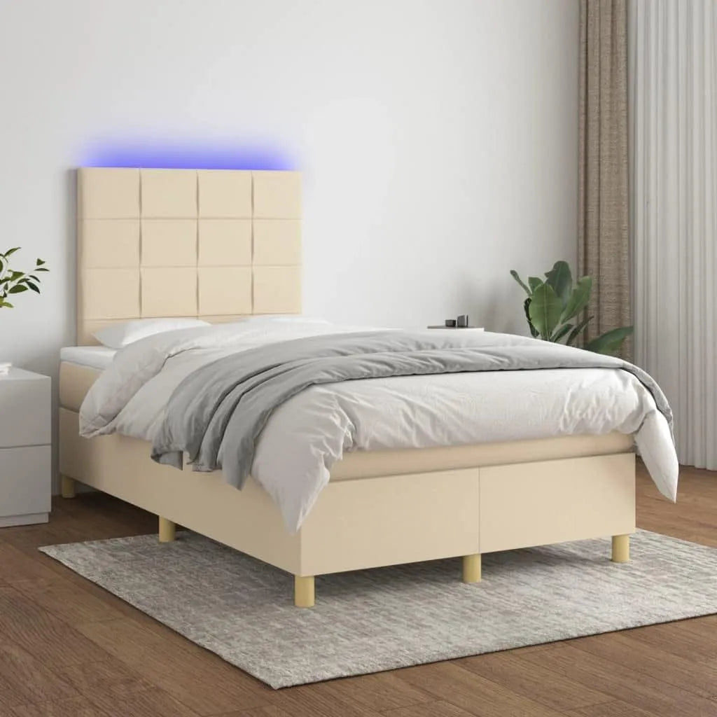 Łóżko kontynentalne z materacem i diodami LED — wyświetlacz LED, 120 × 200 cm