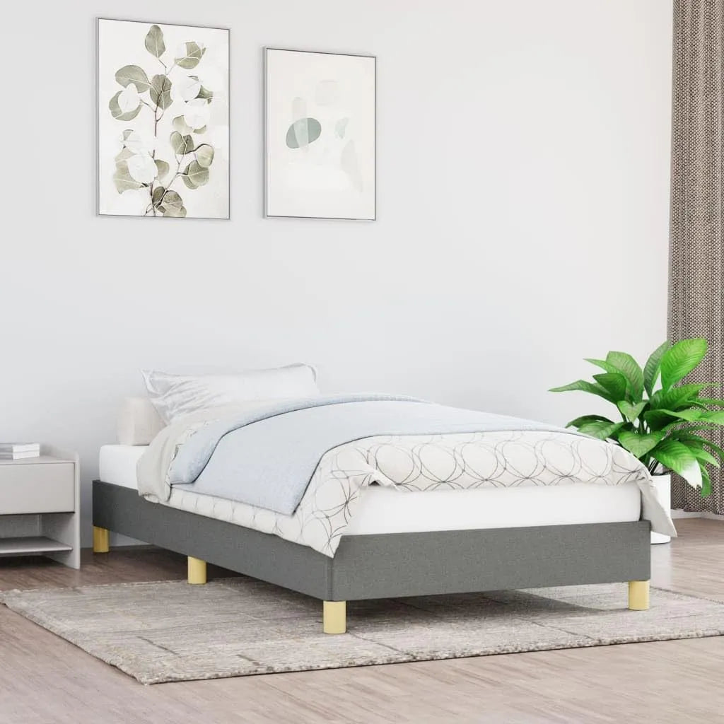Rama łóżka i konstrukcja łóżka ciemnoszara 80 x 200 cm tkanina — tapicerka materiałowa, 80 × 200 cm