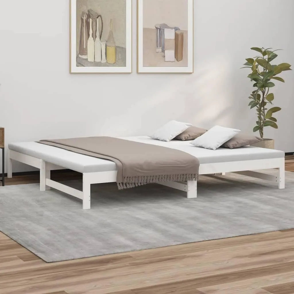 Sofa: z drewna, 100 × 200, 823400, biały, rozkładana konstrukcja, z litego drewna