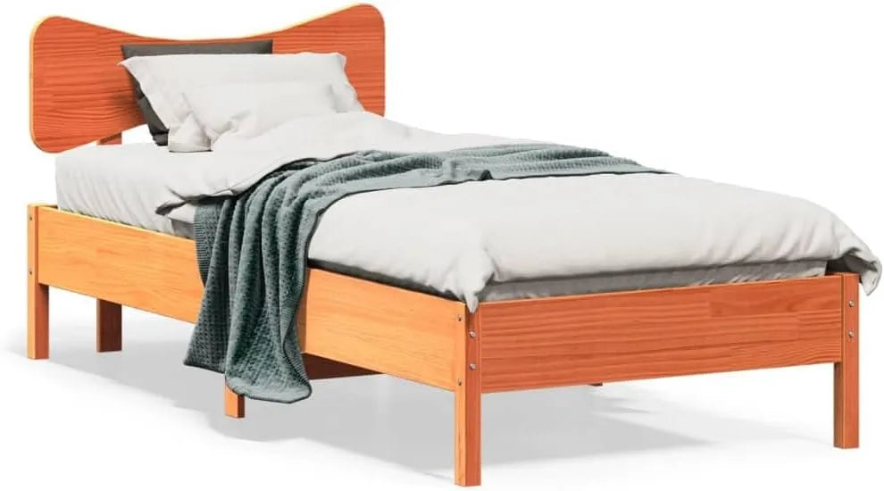 Łóżko z litego drewna bez materaca – z drewna, 75 × 190 cm