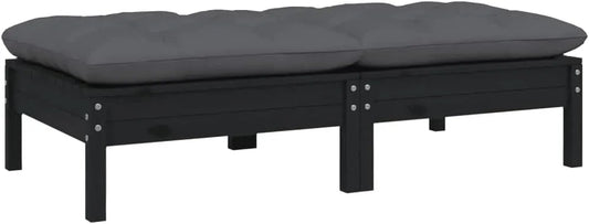 Sofa ogrodowa i sofa wypoczynkowa na taras — z drewna, z poduszkami, 2-osobowa, czarny