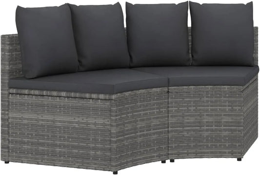 Sofa – z poduszkami, z technorattanu, 88 × 66 × 67 cm, szary, z metalu