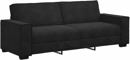 Sofa — tapicerka aksamitna, 3-osobowa, 180 cm, czarny