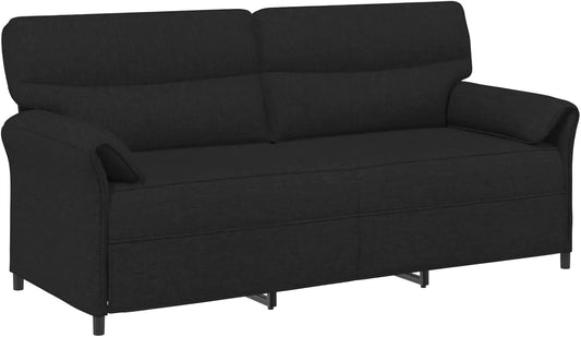 Sofa — tapicerka materiałowa, 3-osobowa, 198 × 83 × 95 cm, czarny, tapicerka materiałowa
