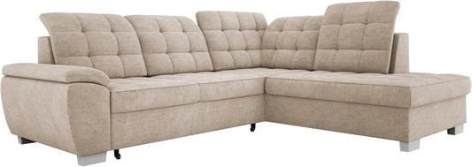 Sofa narożna: LOTTA, tapicerka aksamitna, 186 × 125 cm, 258 × 212 cm