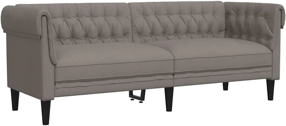 Sofa: tapicerka materiałowa, 3-osobowa, beżowy, tapicerka materiałowa