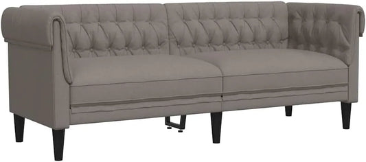 Sofa: tapicerka materiałowa, 3-osobowa, beżowy, tapicerka materiałowa