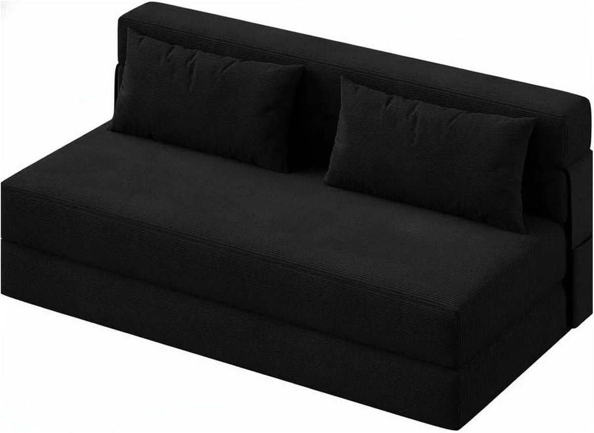 Sofa rozkładana i sofa z funkcją spania — funkcja podgrzewania, z funkcją relaks, z poduszkami, tapicerka aksamitna, 2-osobowa, 200 × 150 × 15 cm, 2 w