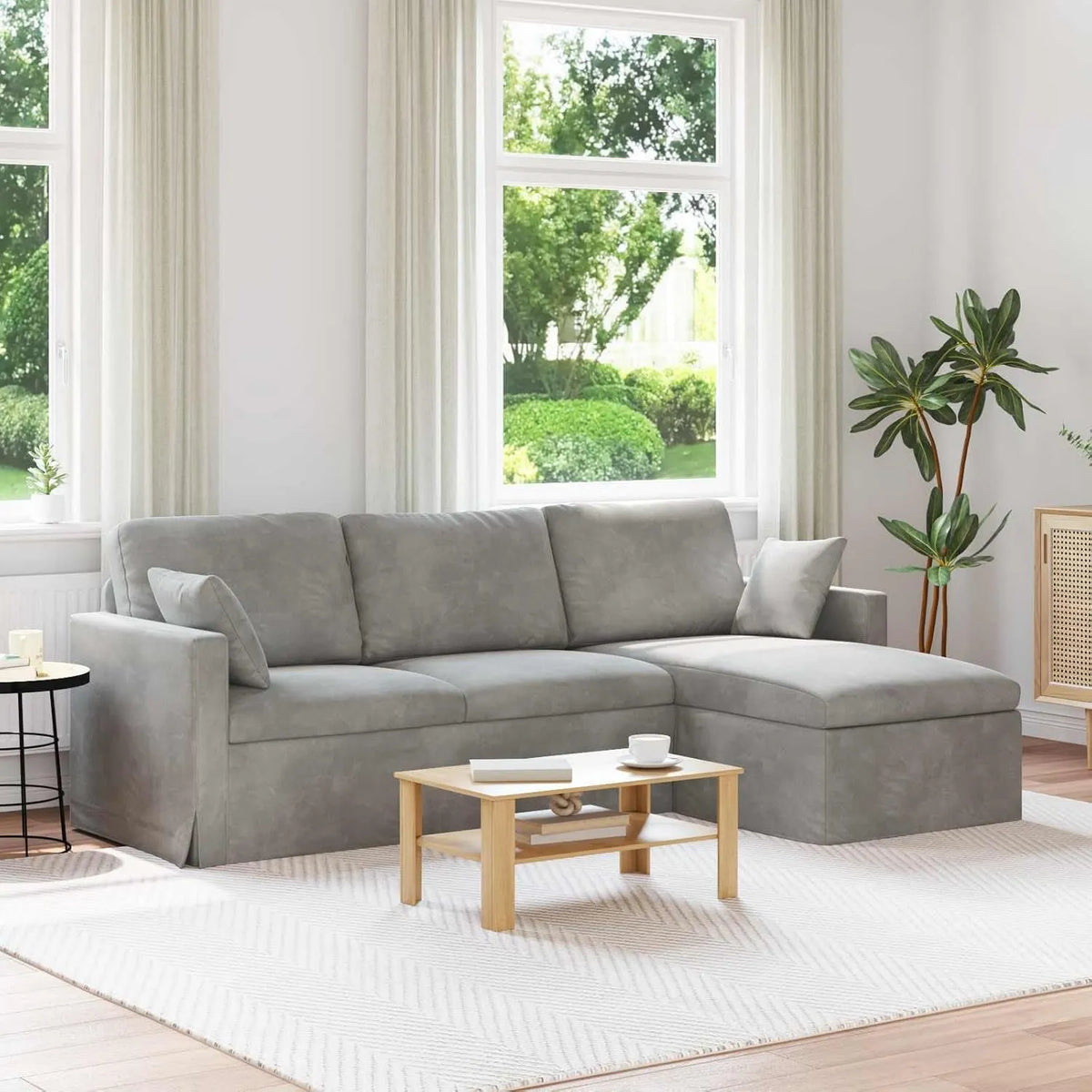 Sofa narożna — wypełnienie piankowe, tapicerka aksamitna, 228 × 134 × 80 cm, z metalu