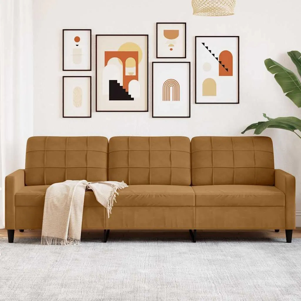 Sofa – z podłokietnikami, tapicerka aksamitna, 3-osobowa, z metalu