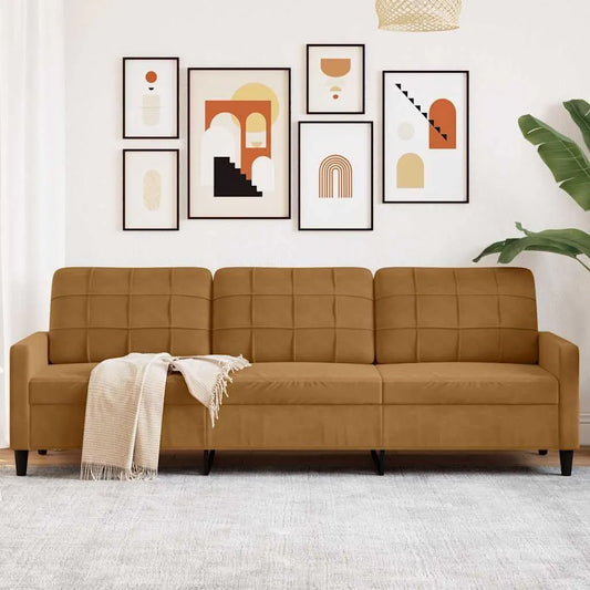 Sofa – z podłokietnikami, tapicerka aksamitna, 3-osobowa, z metalu