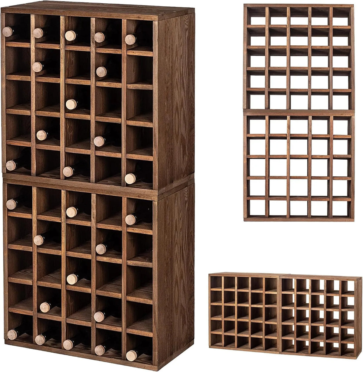 Regał na książki i regał stojący na wino z drewna – 52 × 25, 5 × 104 cm