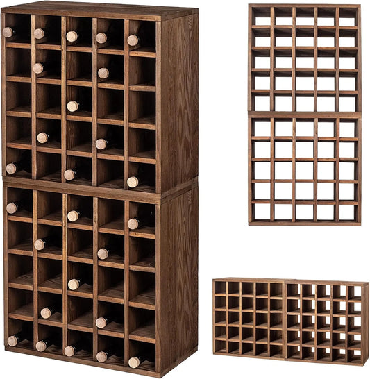Regał na książki i regał stojący na wino z drewna – 52 × 25, 5 × 104 cm