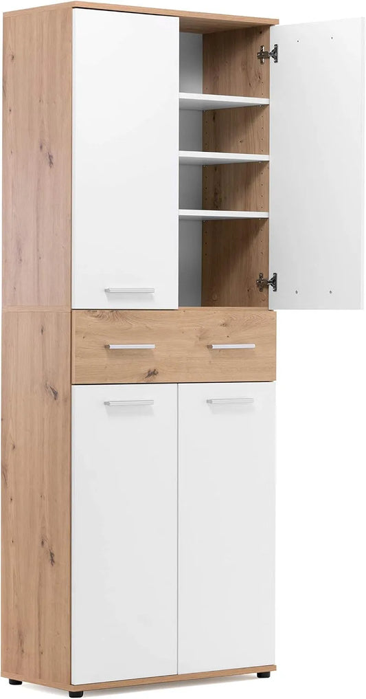 Szafka na buty i komoda obuwnicza – z szufladami, 4 drzwi, 70 × 185 × 35 cm, 8 p