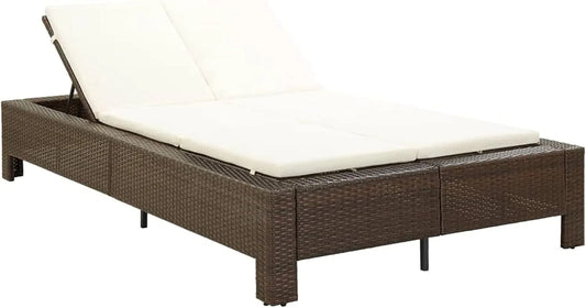 Tidyard Łóżeczko: z funkcją relaks, z technorattanu, regulowana konstrukcja, 220 × 130 × 35 cm, brązowy, z funkcją odchylania