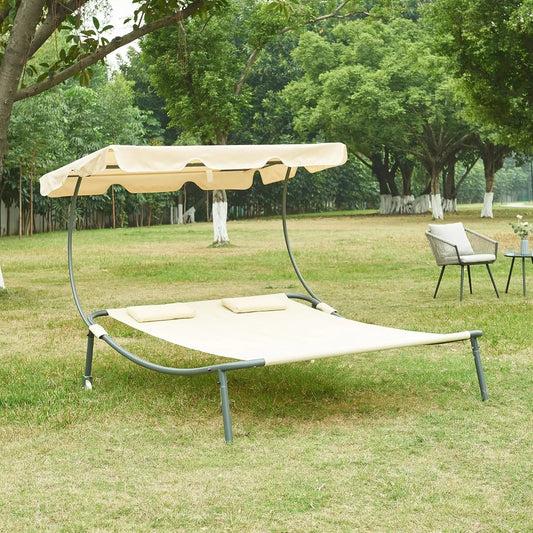 casa.pro Avigliano podwójna leżanka ogrodowa dla 2 osób — odporny na warunki atmosferyczne, 200 × 134 cm, beżowy