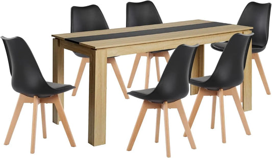 Zestaw do jadalni – 160 cm, czarny