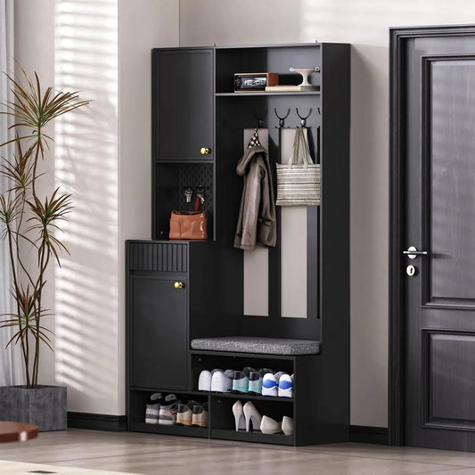 Zestaw garderobiany z 4 wieszakami na ubrania – kompaktowa konstrukcja, z szufladami, 100 × 35